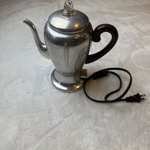 Vintage Mirro-Matic Electric Percolator 5 Cup Aluminum Coffee Maker 101M USA